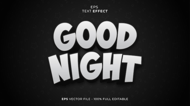 Vector good night editable text effect font