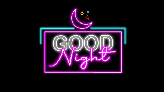 Good Night Lettering Neon Sign Style