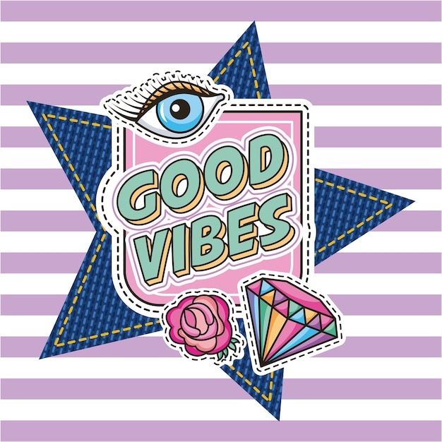 good vibes diamond flower eye patches fashion 