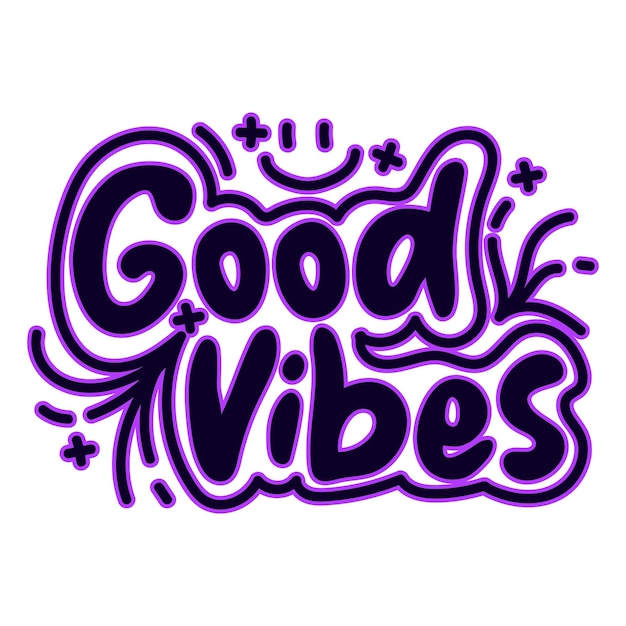 Vector good vibes lettering design illustration