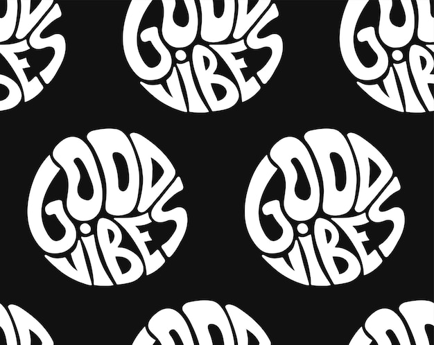 Good vibes only quote in circle seamless patternwallpaper Vector hand drawn lettering illustration Good vibes only lettering seamless patternwallpaperbackground print concept