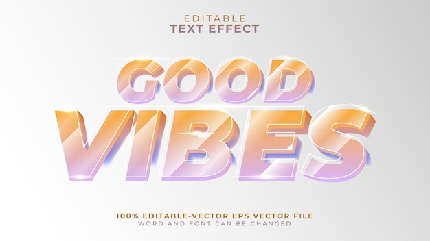 Good vibes with realistic glass style editable text effect