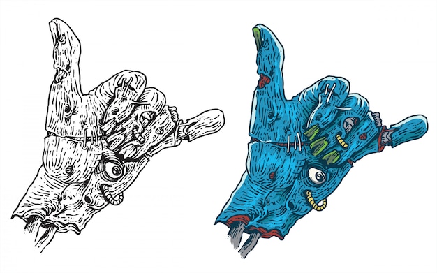 good vibes zombie hand artwork illustration for sticker or apparel