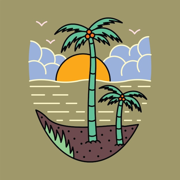 Good view of beach graphic illustration vector art tshirt design