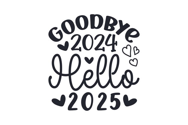 Vector goodbye 2024 hello 2025