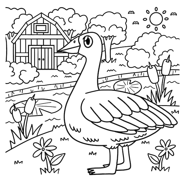 Goose Coloring Page for Kids