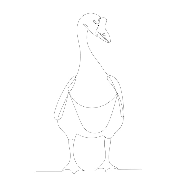 Goose drawing by one continuous line isolated vector