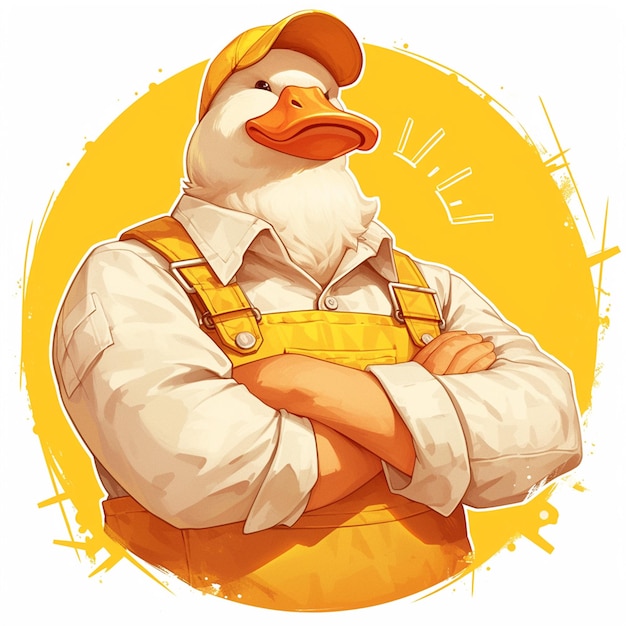 A goose farmer cartoon style