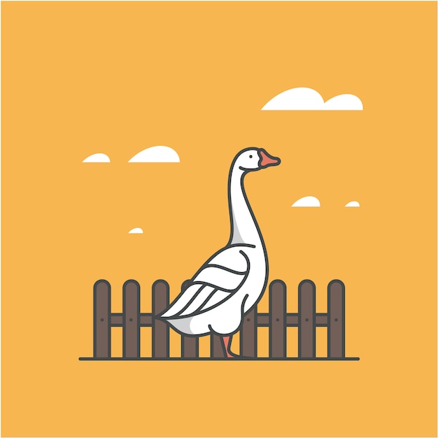 Goose,   illustration. Outline icon.