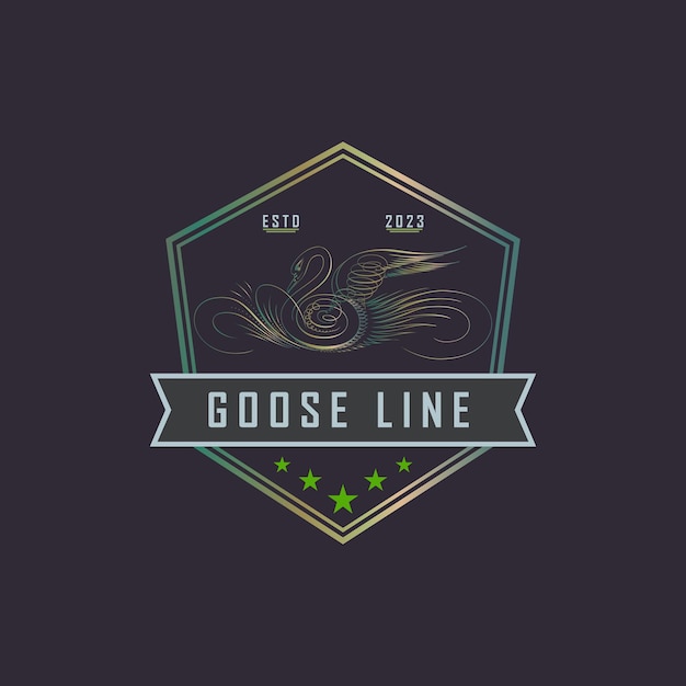 Goose line logo with a ribbon and a flying bird