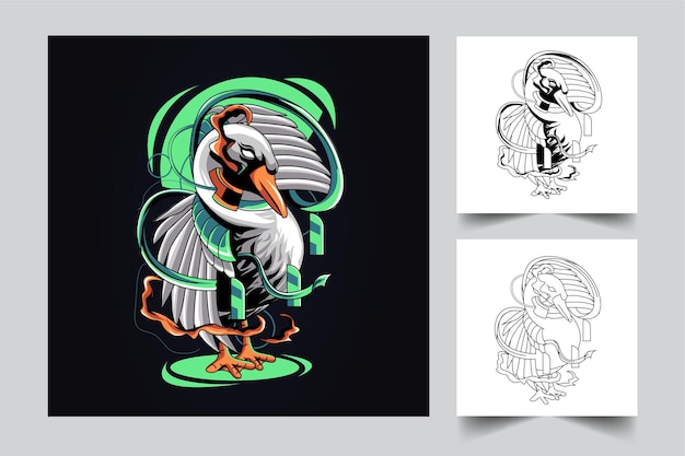 goose robotic mascot logo