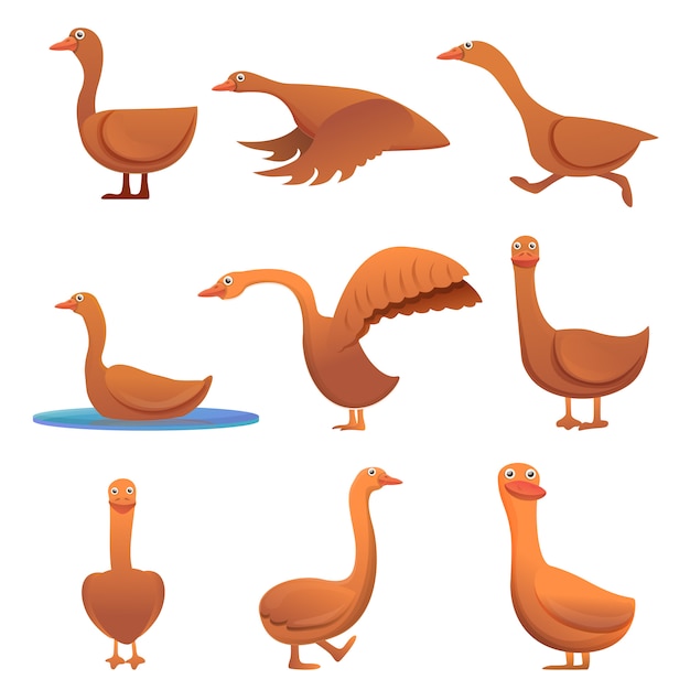 Goose set, cartoon style