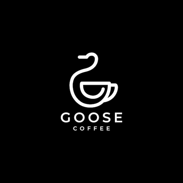 Goose with cup drink coffee logo design