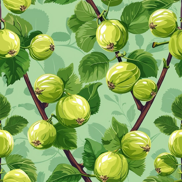 Vector gooseberries seamless pattern background vector cute fruit graphic with eps file