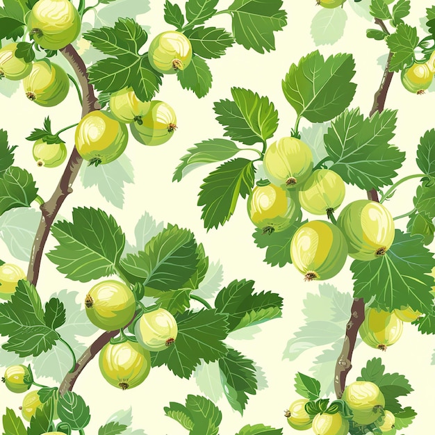 Vector gooseberries seamless pattern background vector cute fruit graphic with eps file