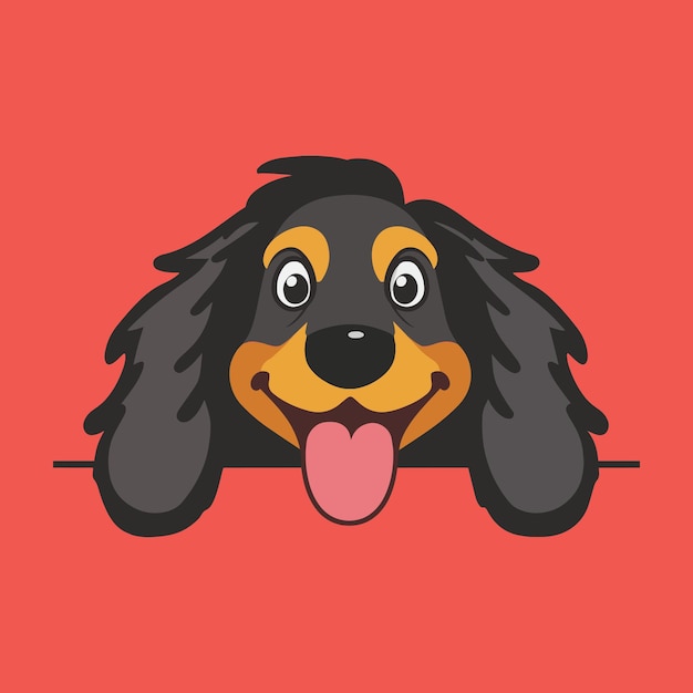 Gordon Setter Dog Peeking face Vector illustration Dog peeking face isolated