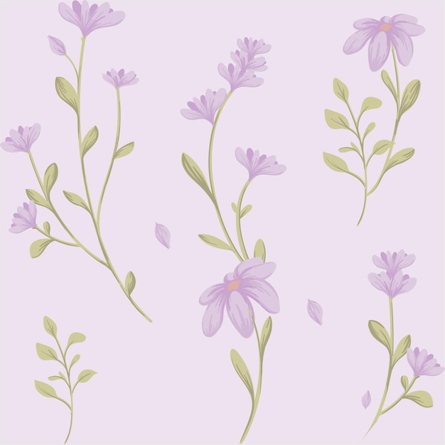 Gorgeous botanical purple lilac flower pattern