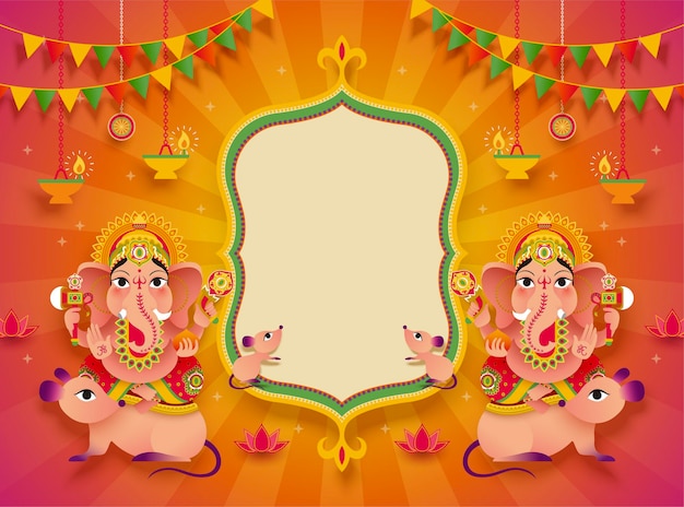 Gorgeous Ganesh Chaturthi festival background design with Hindu god Ganesha and blank copy space