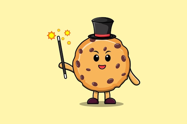 A gorgeous smart cute cartoon magician Biscuits style design in flat cartoon style illustration