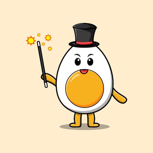 A gorgeous smart cute cartoon magician boiled egg