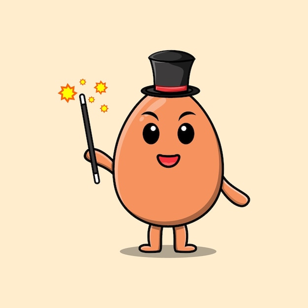 A gorgeous smart cute cartoon magician brown egg