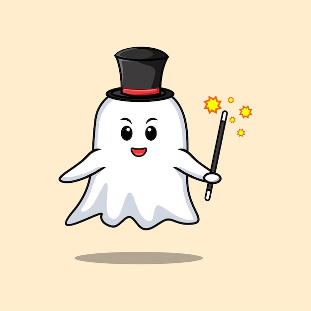 A gorgeous smart cute cartoon magician ghost style design for tshirt sticker logo element