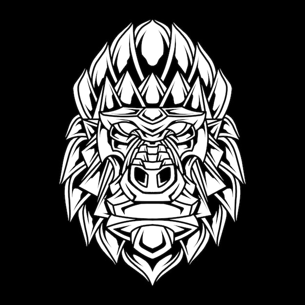 Gorilla Abstract Line Art Illustration