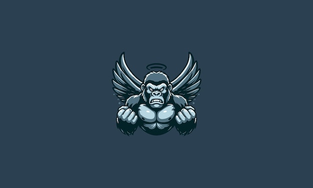 Vector gorilla angry with wings vector illustration logo design