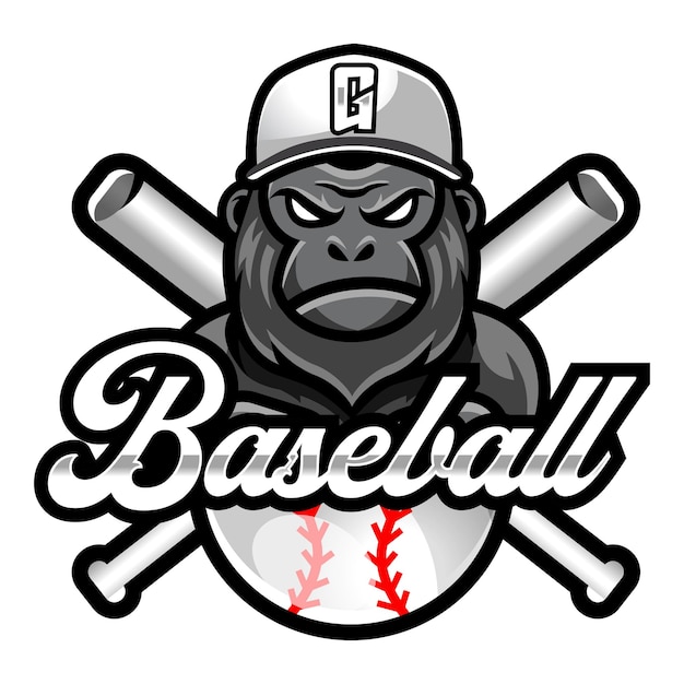 Gorilla ape mascot baseball team logo design vector with modern illustration concept style for badge emblem and tshirt printing modern gorilla logo illustration for sport gamer league