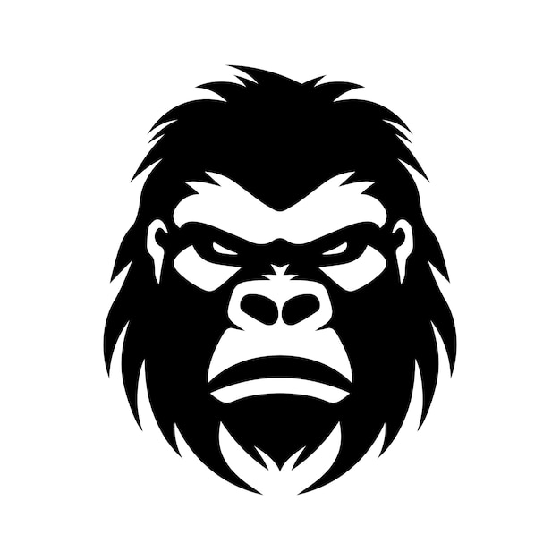 Gorilla Black Silhouette Vector mascot logo