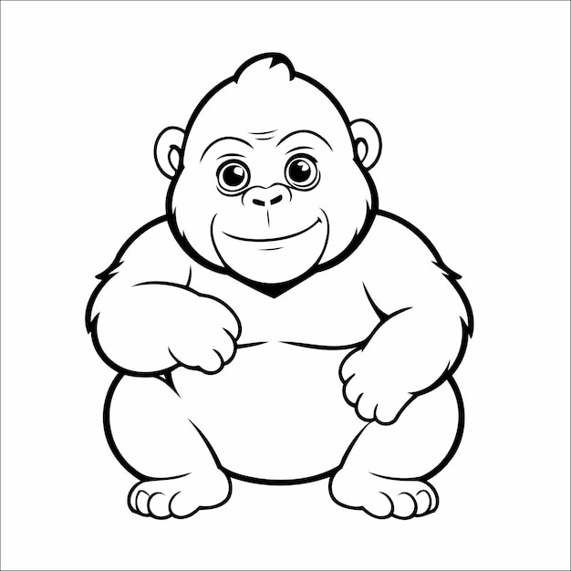 Gorilla Coloring Page Drawing For Children