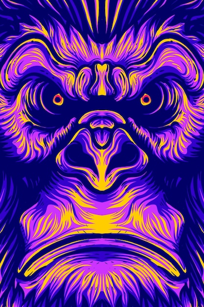 Gorilla face artwork illustration