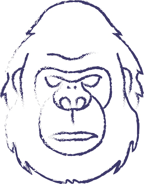 Gorilla face hand drawn vector illustration