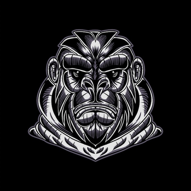 gorilla face vector illustration