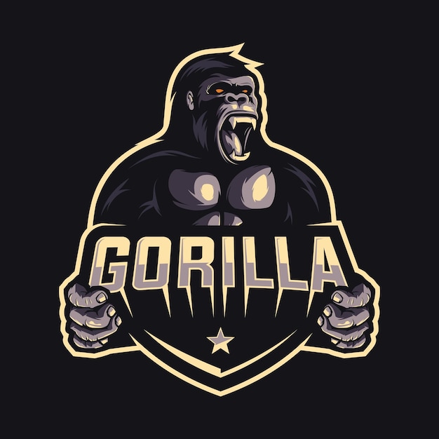 Vector gorilla gamming and esports logo for team gameplay logo free download