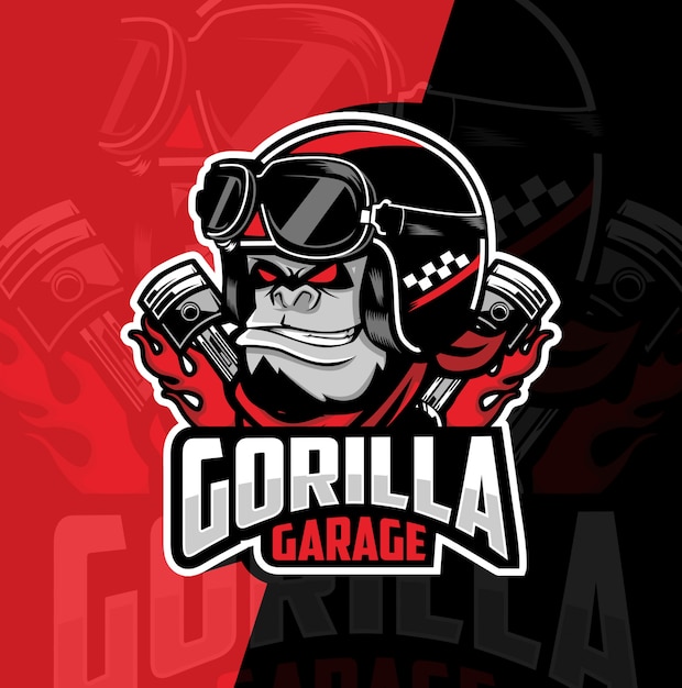 gorilla garage mascot esport logo design