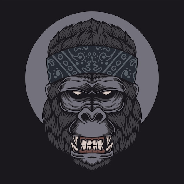 Gorilla head bandana illustration