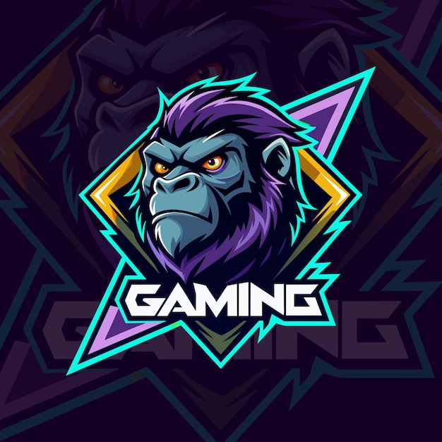 Gorilla Head Esport Gaming Logo With Emblem