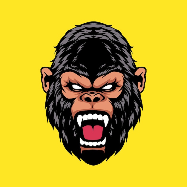 Gorilla head mascot gaming logo illustration