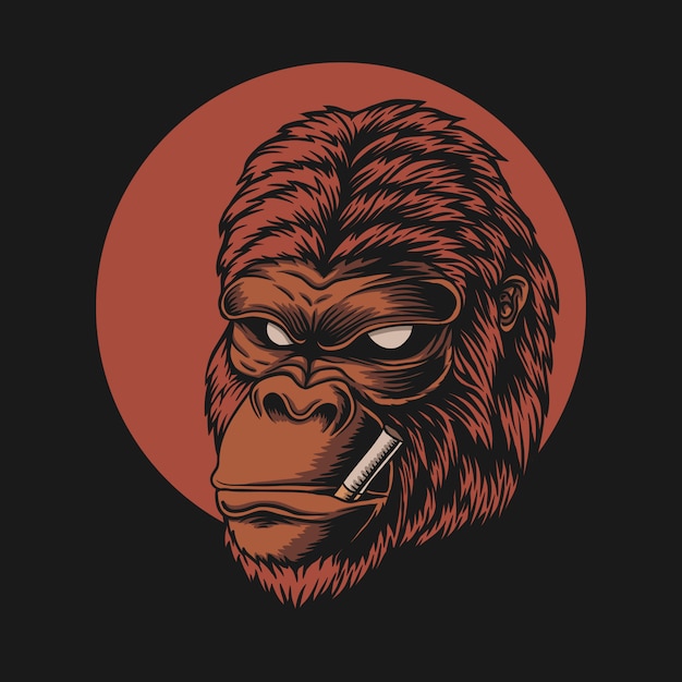 Gorilla head smoke illustration