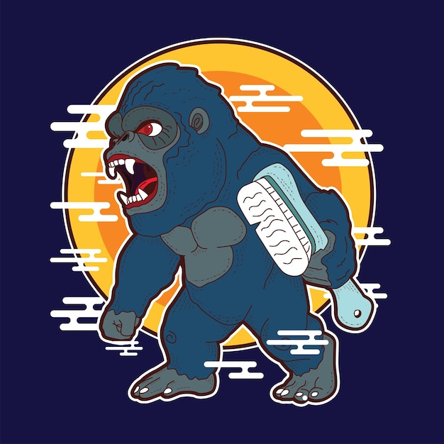 gorilla illustration for mascot, logo, notebook, and background