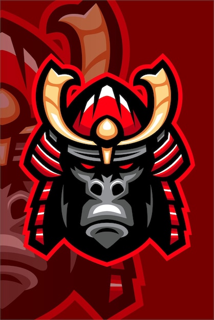 gorilla logo vector wearing viking helmet