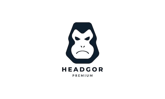 Gorilla or monkey head sad or angry logo vector illustration design