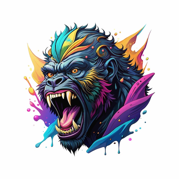 Gorilla Splash Color Mascot Logo