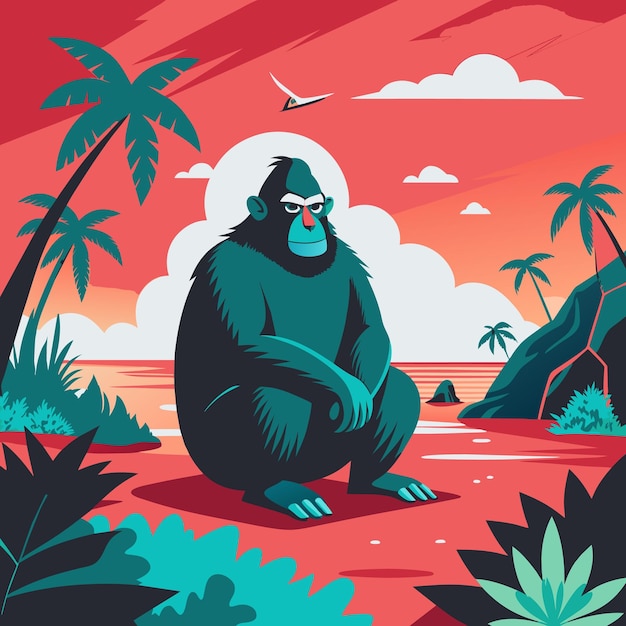 Vector gorilla vector art and illustration