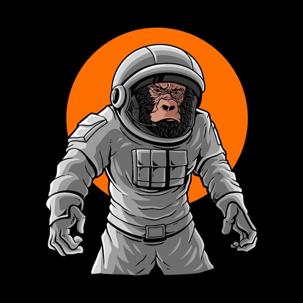 gorilla wearing astronaut costume premium vector