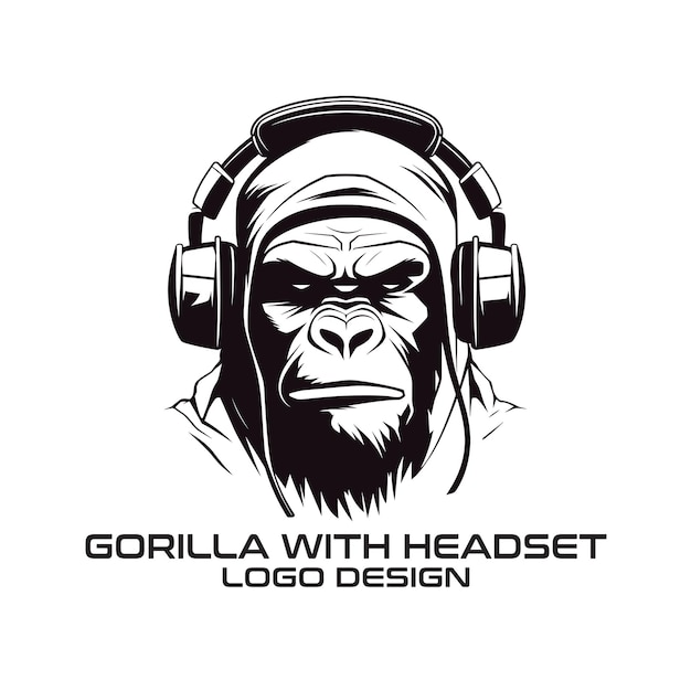 Gorilla With Headset vector logo design