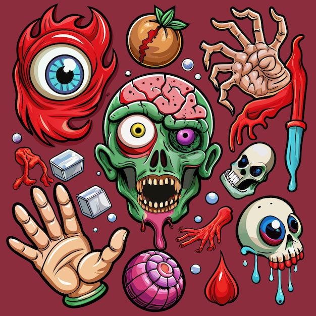 Gory elements like eyeballs severed hands and other body parts for a truly scary touch