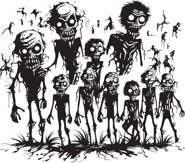 Gory Gala Zombies Vector Element Horror Doodle Harmony Doodle Zombies Group Logo