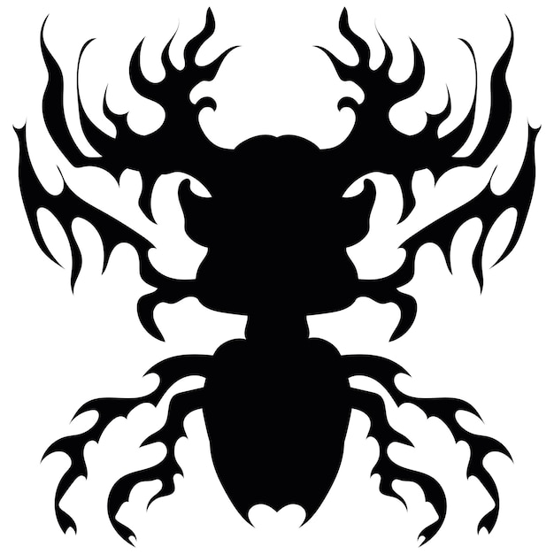 Gothic black and white image of a stag beetle for tattoos or prints Black line icon for shields or sports emblems textiles web icons textiles labels interiors fashion trends postcards etc